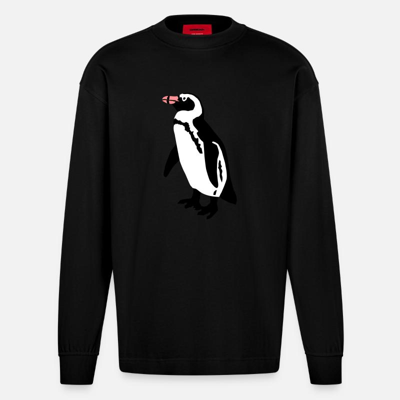 Pinguin - Heavyweight Oversized Organic Langarmshirt Made in EU - SOLID BLACK
