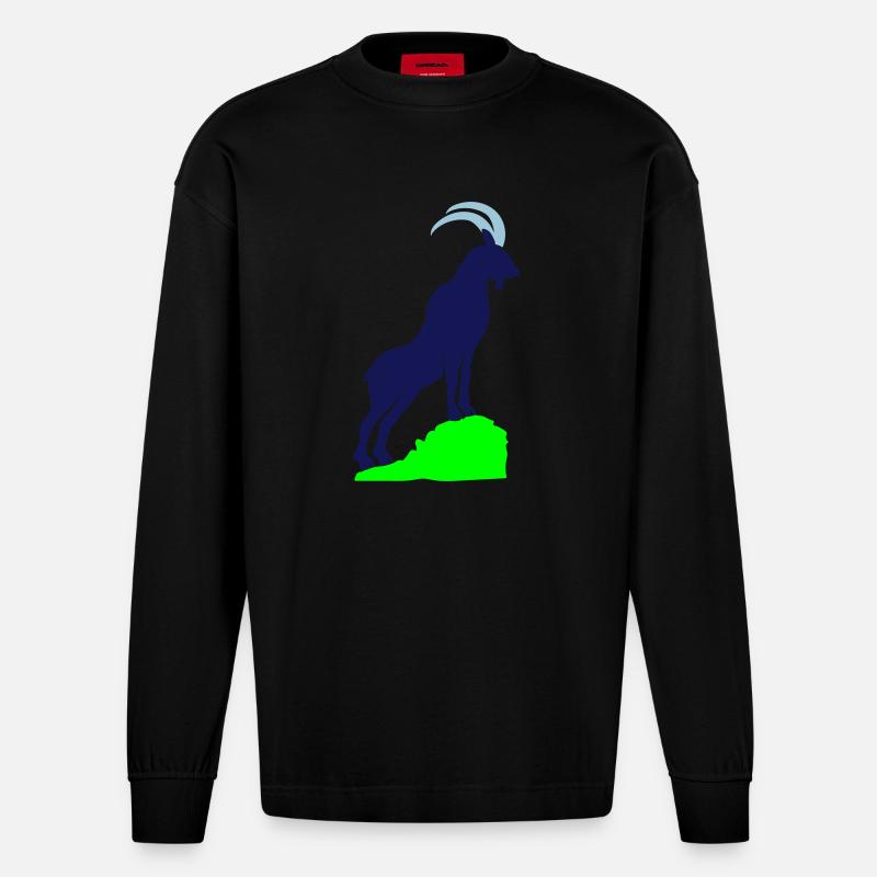steinbock 02 - Heavyweight Oversized Organic Langarmshirt Made in EU - SOLID BLACK