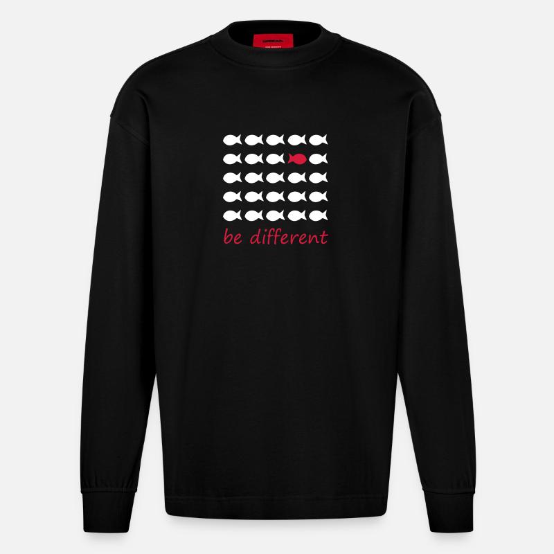 être différent - Manches longues bio épais oversize fabriqué en UE - SOLID BLACK