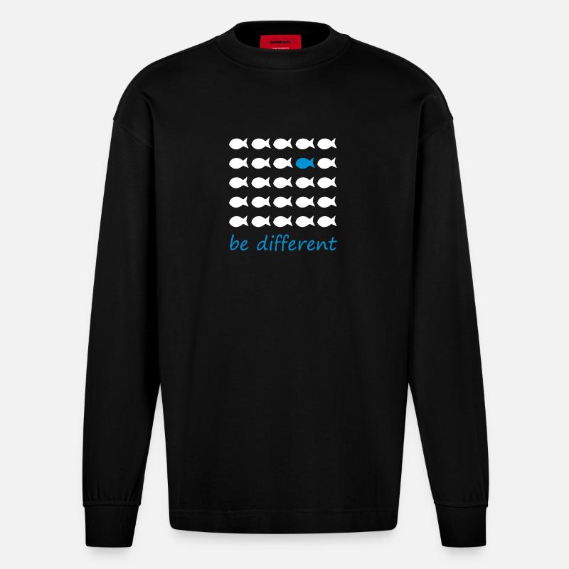 be different - Heavyweight Oversized Organic Langarmshirt Made in EU - SOLID BLACK