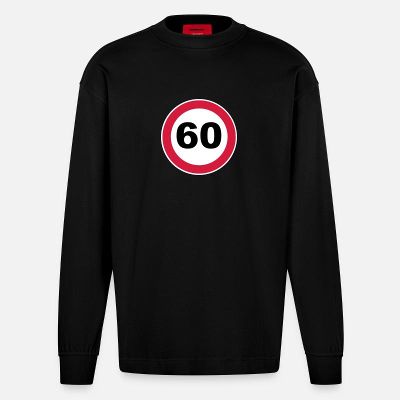 60th birthday - Heavyweight Oversized Organic Longsleeve Shirt Made in EU - SOLID BLACK