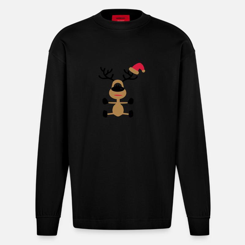 Weihnachten - Heavyweight Oversized Organic Langarmshirt Made in EU - SOLID BLACK