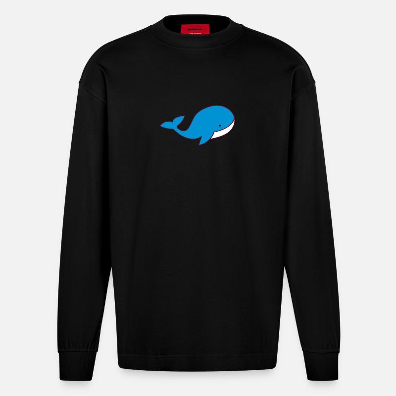 baleines - Manches longues bio épais oversize fabriqué en UE - SOLID BLACK