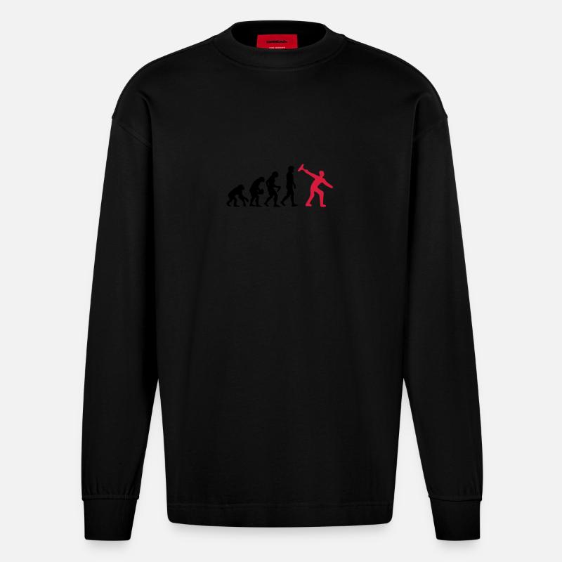 Curling Evolution - Heavyweight Oversized Organic Longsleeve Shirt Made in EU - SOLID BLACK