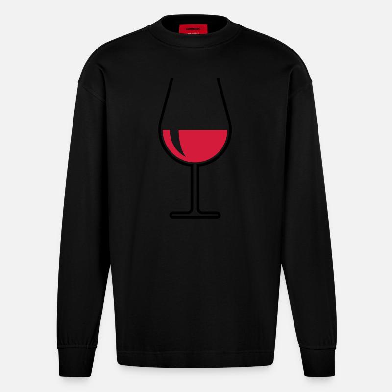 X1x GuteStimmung (Red) - Heavyweight Oversized Organic Langarmshirt Made in EU - SOLID BLACK