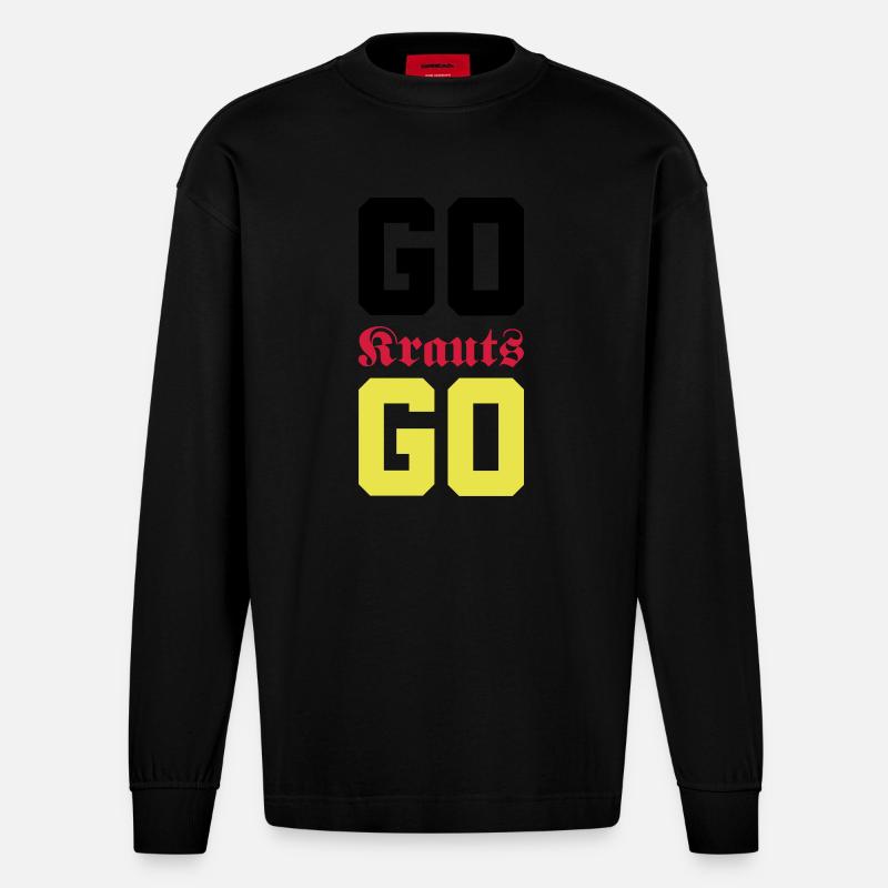 Go, Krauts, Go! - Heavyweight Oversized Organic Langarmshirt Made in EU - SOLID BLACK