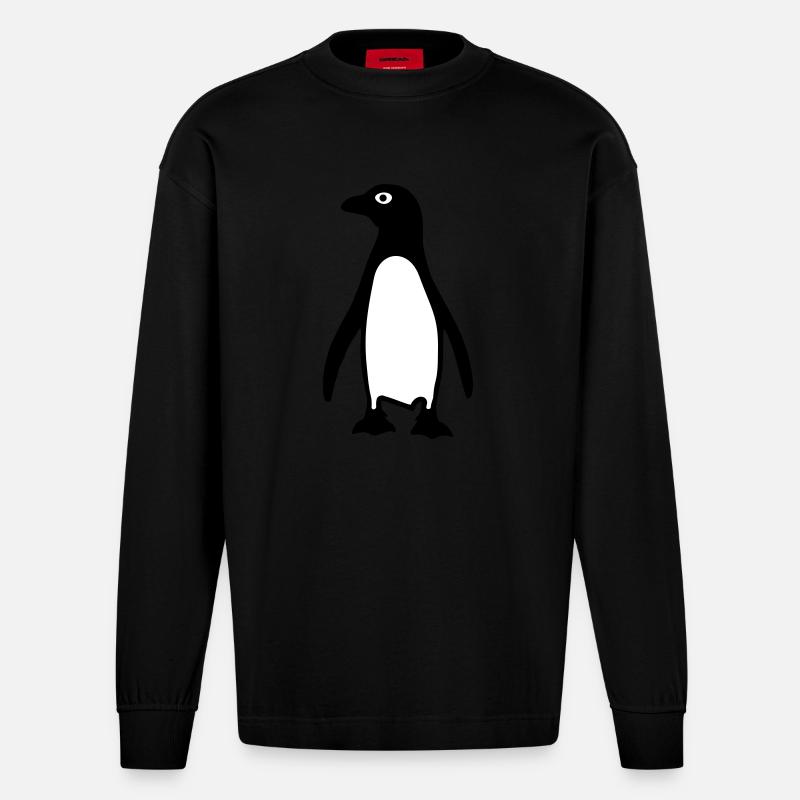 Pinguin - Heavyweight Oversized Organic Langarmshirt Made in EU - SOLID BLACK