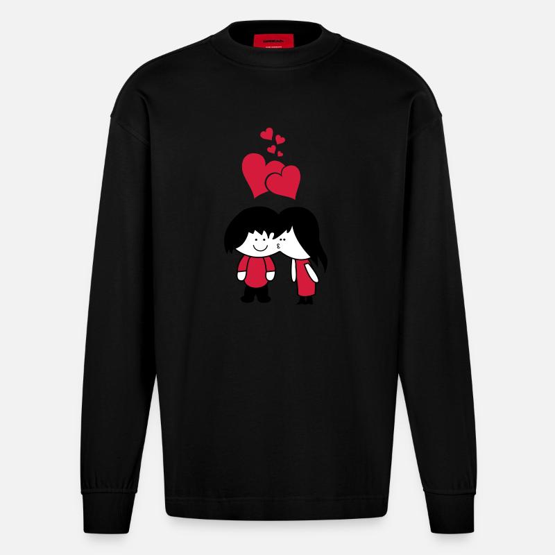 verliebtes_paar - Heavyweight Oversized Organic Langarmshirt Made in EU - SOLID BLACK