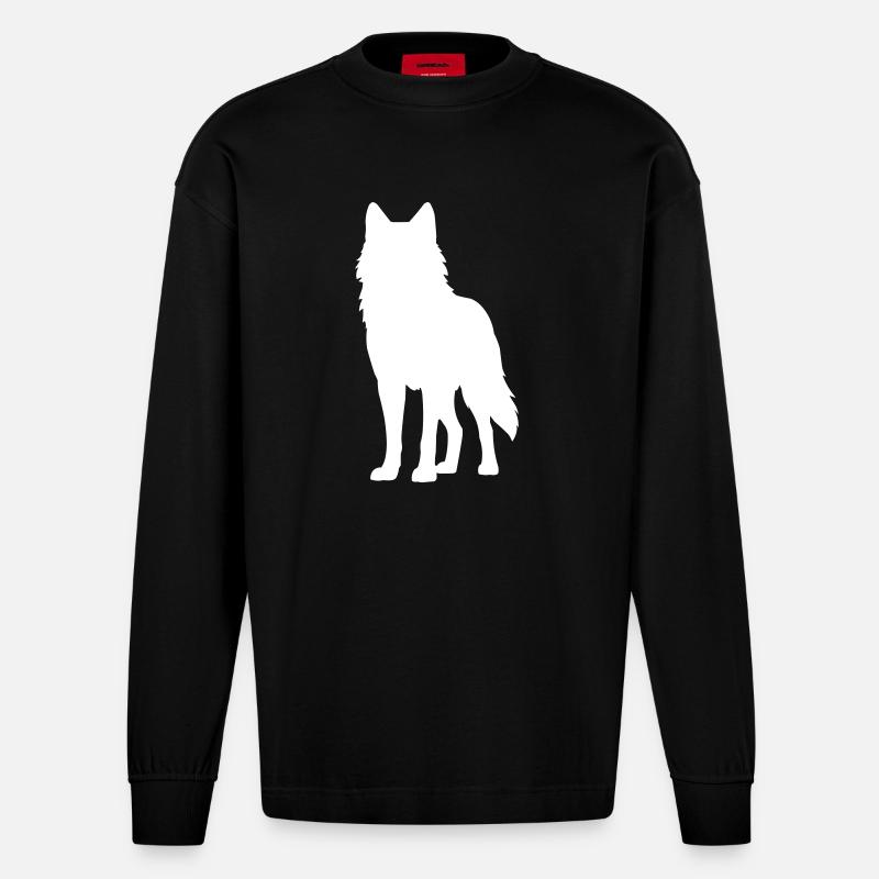 wolf 1 - Heavyweight Oversized Organic Langarmshirt Made in EU - SOLID BLACK