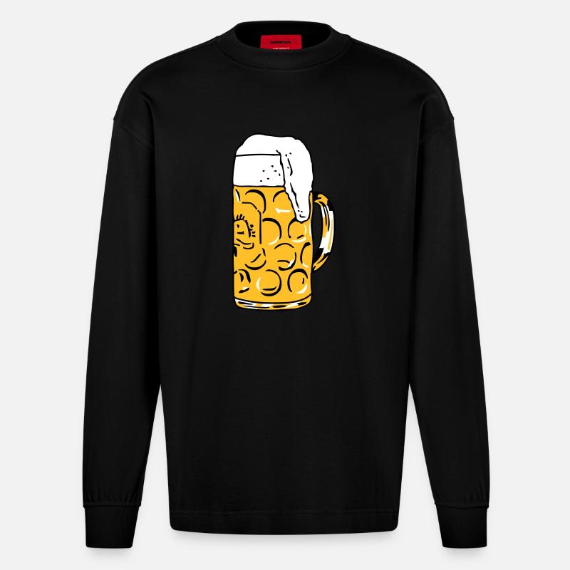Bier - Heavyweight Oversized Organic Langarmshirt Made in EU - SOLID BLACK