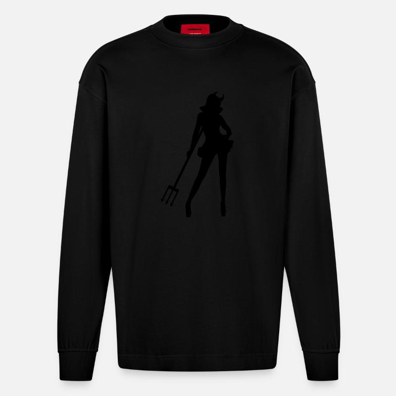 she_devil - Heavyweight Oversized Organic Langarmshirt Made in EU - SOLID BLACK