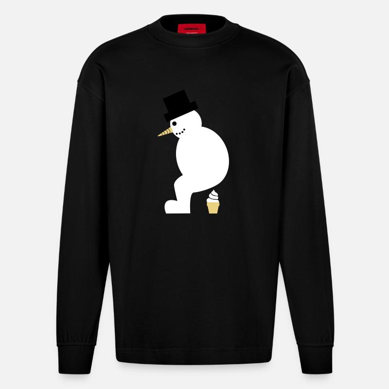 Mobile Softeis-Fabrik? - Heavyweight Oversized Organic Langarmshirt Made in EU - SOLID BLACK