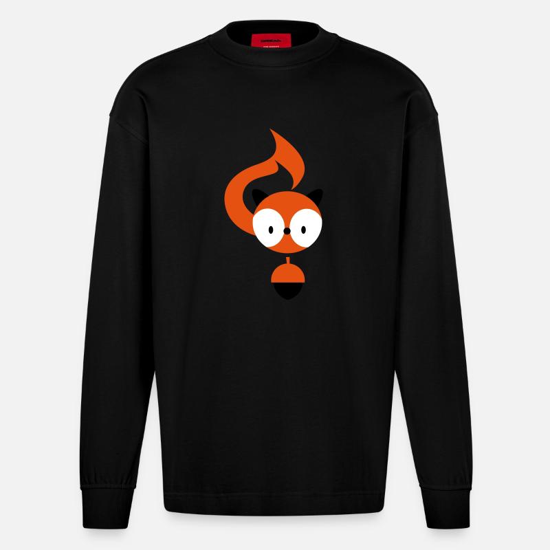 eichhoernchen_3f - Heavyweight Oversized Organic Langarmshirt Made in EU - SOLID BLACK