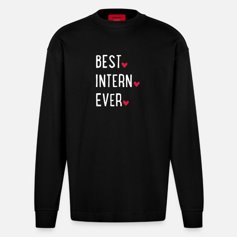 best intern ever - Heavyweight Oversized Organic Langarmshirt Made in EU - SOLID BLACK