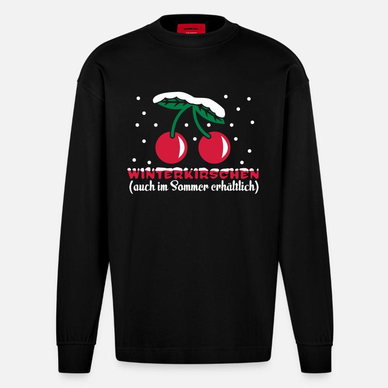 winterkirschen - Heavyweight Oversized Organic Langarmshirt Made in EU - SOLID BLACK