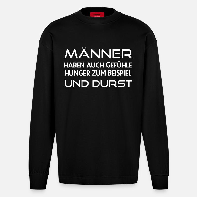 Durstige Männer - Heavyweight Oversized Organic Langarmshirt Made in EU - SOLID BLACK