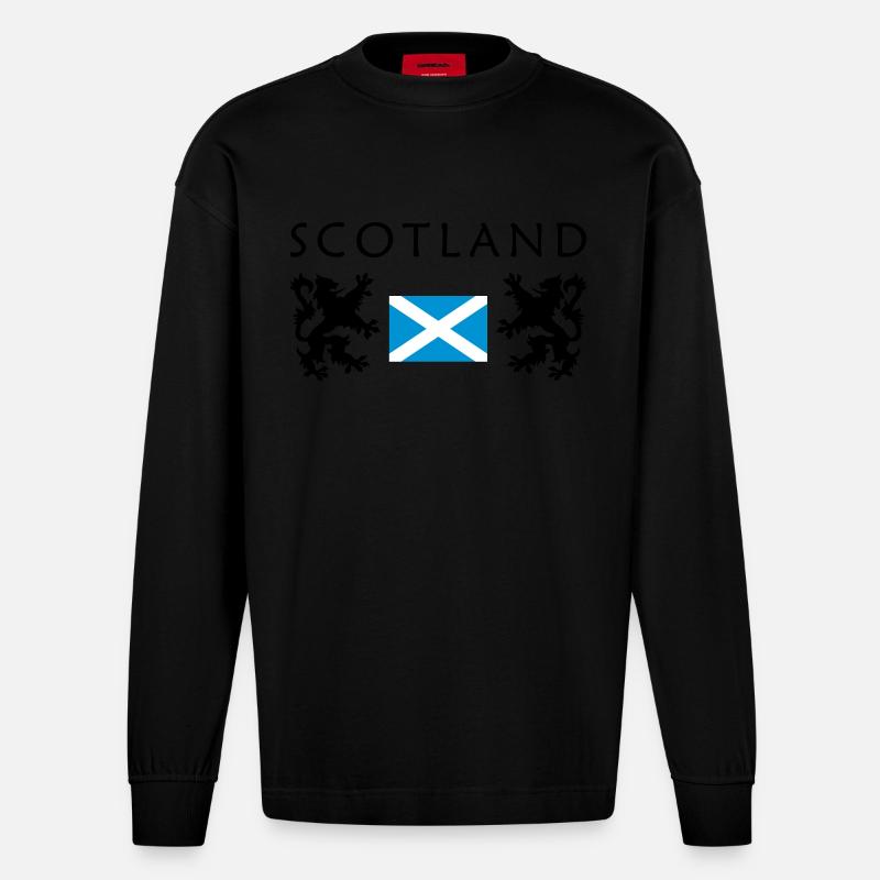 Scotland-Flag - Heavyweight Oversized Organic Langarmshirt Made in EU - SOLID BLACK