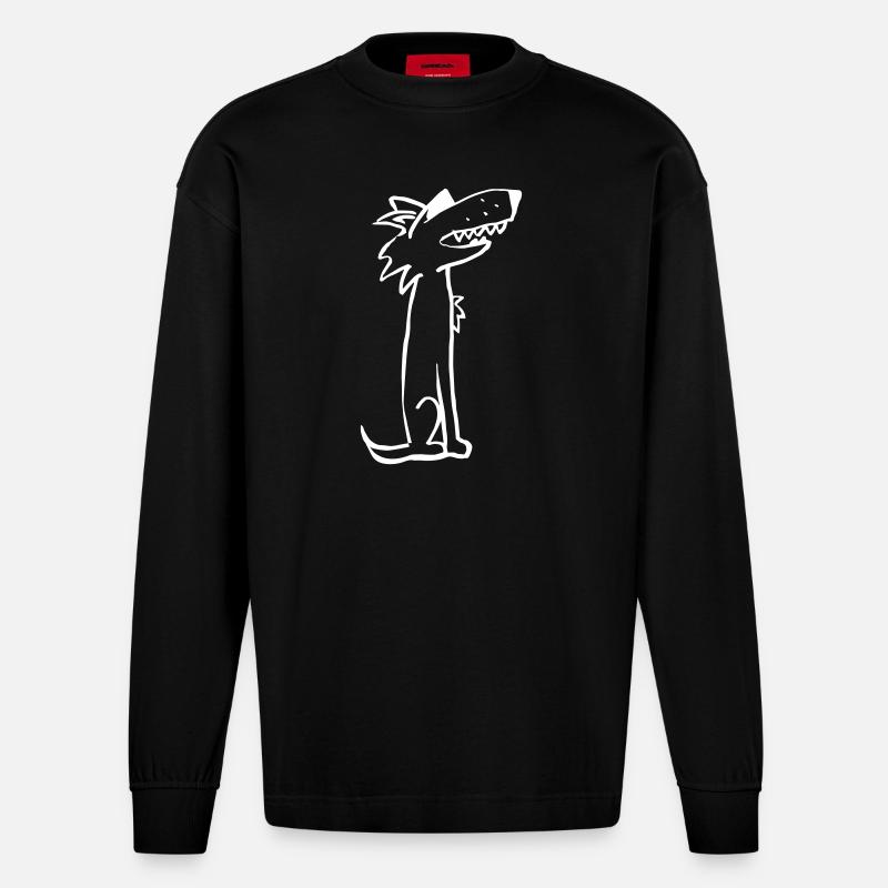 GFK - Wolf - Heavyweight Oversized Organic Langarmshirt Made in EU - SOLID BLACK