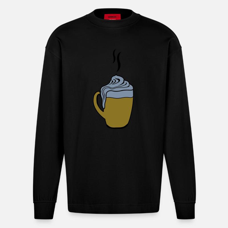 hot chocolate - Heavyweight Oversized Organic Langarmshirt Made in EU - SOLID BLACK
