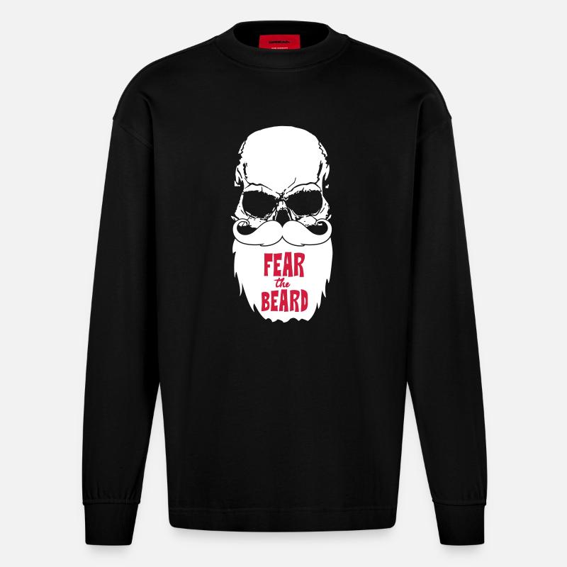 Fear the beard - Manches longues bio épais oversize fabriqué en UE - SOLID BLACK