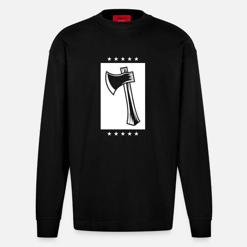 Axt Icon - Heavyweight Oversized Organic Langarmshirt Made in EU - SOLID BLACK
