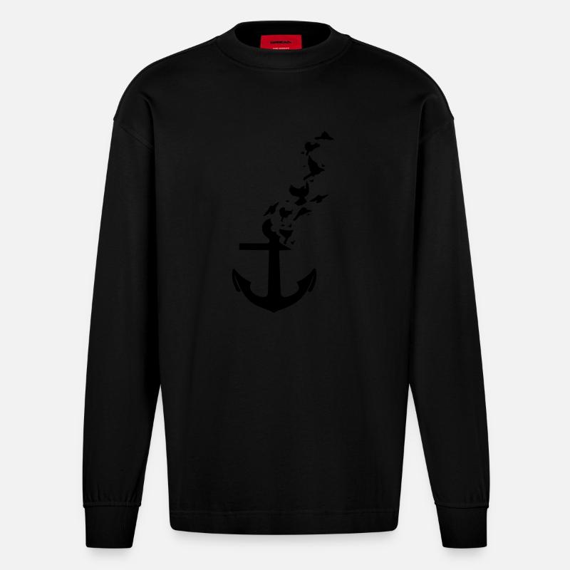 anchor - Heavyweight Oversized Organic Longsleeve Shirt Made in EU - SOLID BLACK