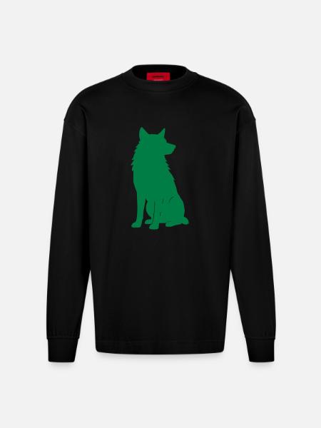 Wolf 1 - Heavyweight Oversized Organic Longsleeve Shirt Made in EU - SOLID BLACK