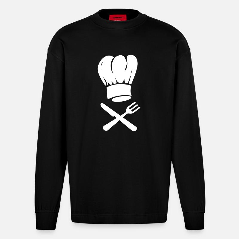 Chef de cuisine - Manches longues bio épais oversize fabriqué en UE - SOLID BLACK