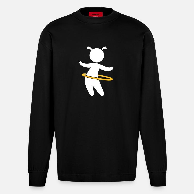 Jeu d'enfant avec Hoolahoop - Manches longues bio épais oversize fabriqué en UE - SOLID BLACK