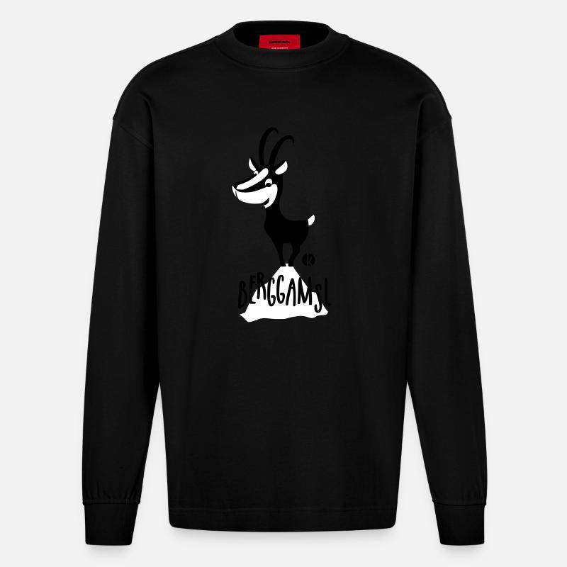 Gämse - Berggamsl - Heavyweight Oversized Organic Langarmshirt Made in EU - SOLID BLACK
