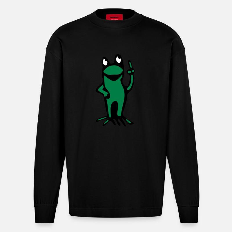 Frosch - Heavyweight Oversized Organic Langarmshirt Made in EU - SOLID BLACK