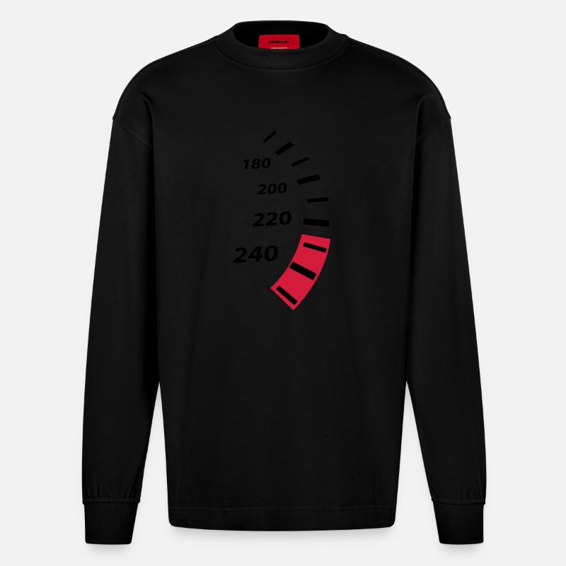tacho, ps, motorsport - Heavyweight Oversized Organic Langarmshirt Made in EU - SOLID BLACK
