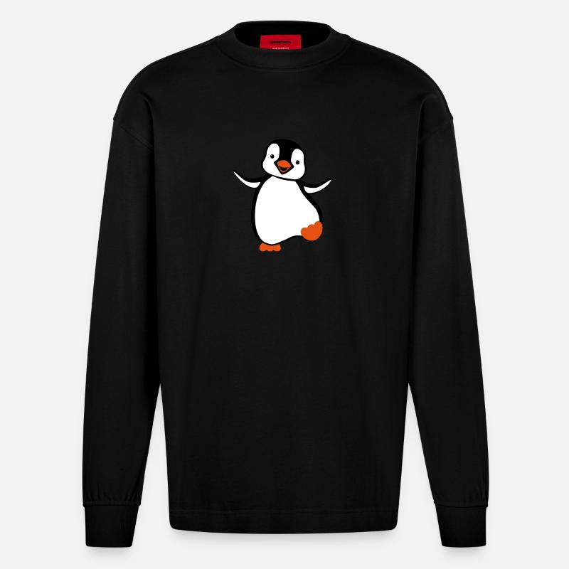 Pinguin - Heavyweight Oversized Organic Langarmshirt Made in EU - SOLID BLACK