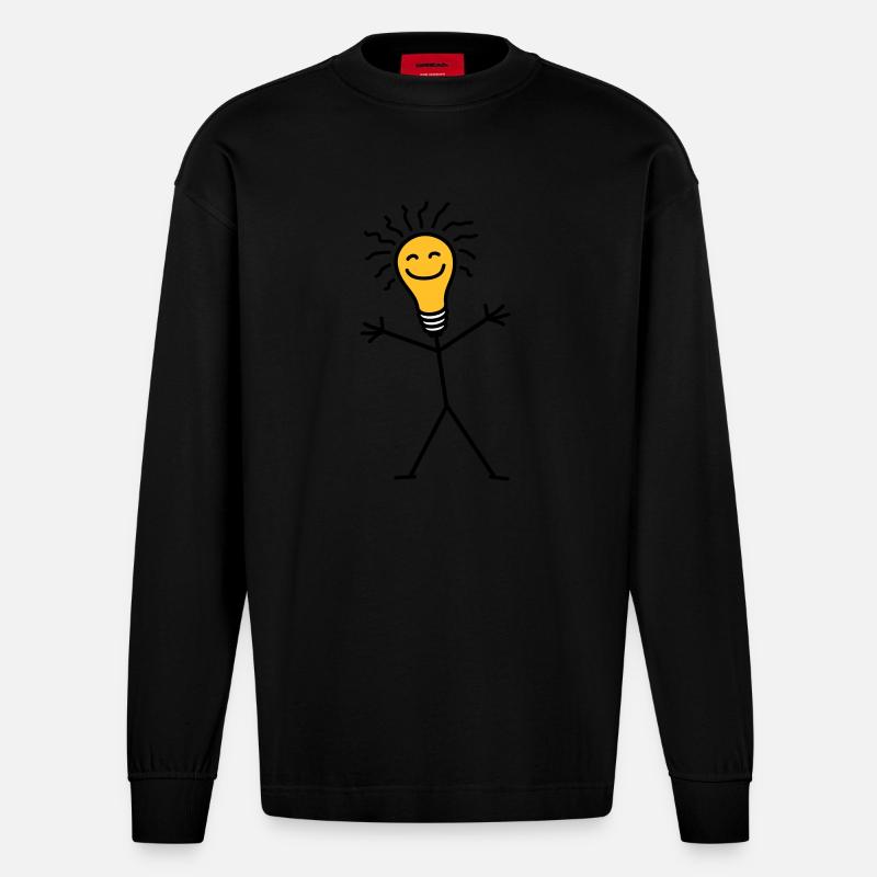 Light Bulb - Heavyweight Oversized Organic Langarmshirt Made in EU - SOLID BLACK