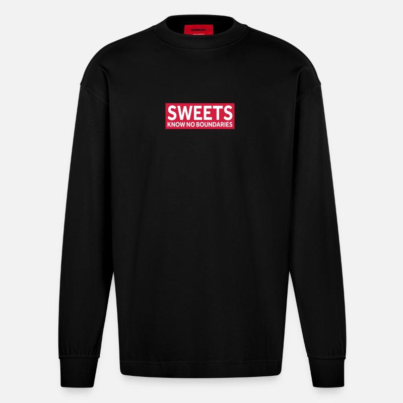 SWEETS KNOW NO BOUNDARIES - Heavyweight Oversized Organic Langarmshirt Made in EU - SOLID BLACK