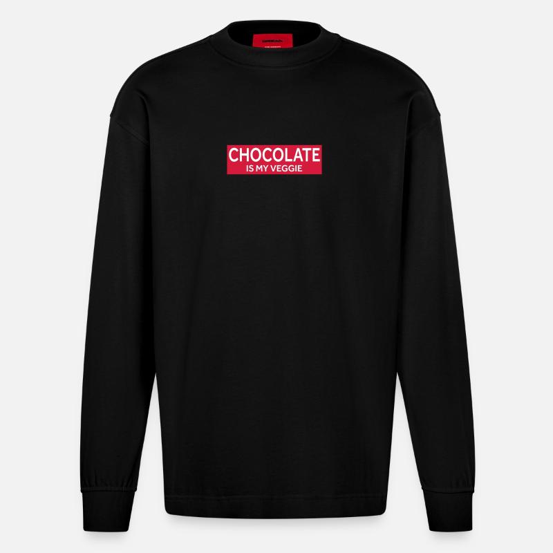 LE CHOCOLAT, C’EST MON LÉGUME - Manches longues bio épais oversize fabriqué en UE - SOLID BLACK