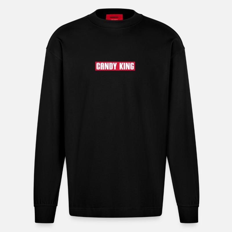 CANDY KING - Heavyweight Oversized Organic Langarmshirt Made in EU - SOLID BLACK