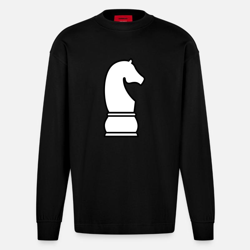 Schach Springer - Heavyweight Oversized Organic Langarmshirt Made in EU - SOLID BLACK