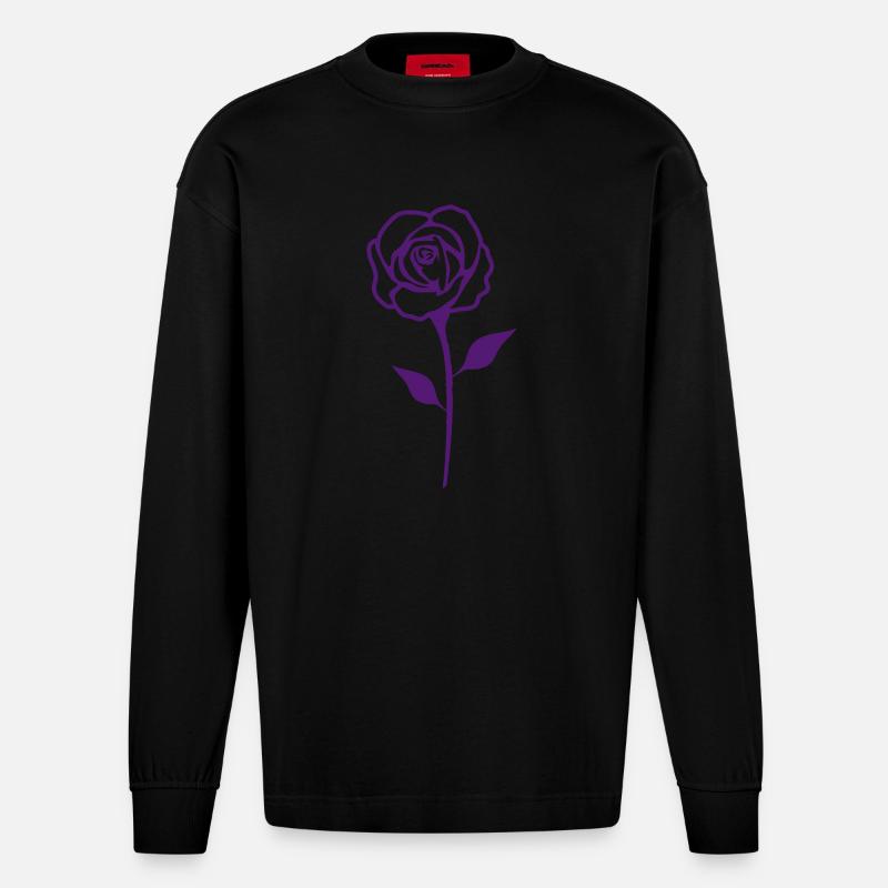Rose 01 - Manches longues bio épais oversize fabriqué en UE - SOLID BLACK