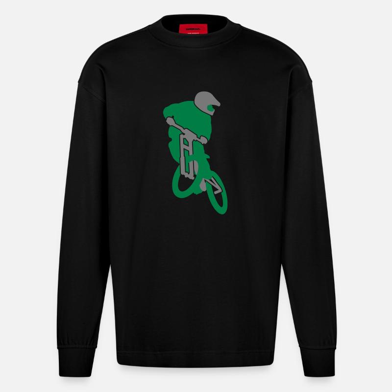 mountain_biker_v1 - Heavyweight Oversized Organic Langarmshirt Made in EU - SOLID BLACK