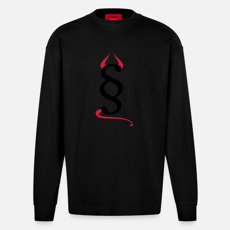 Devils paragraphe - Manches longues bio épais oversize fabriqué en UE - SOLID BLACK