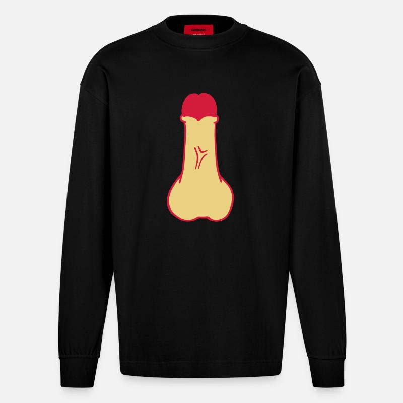 bite penis queue sexe - Manches longues bio épais oversize fabriqué en UE - SOLID BLACK