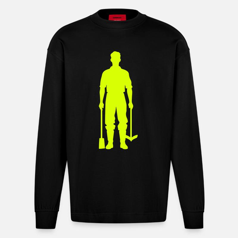 Bauer Silhouette Symbol - Heavyweight Oversized Organic Langarmshirt Made in EU - SOLID BLACK