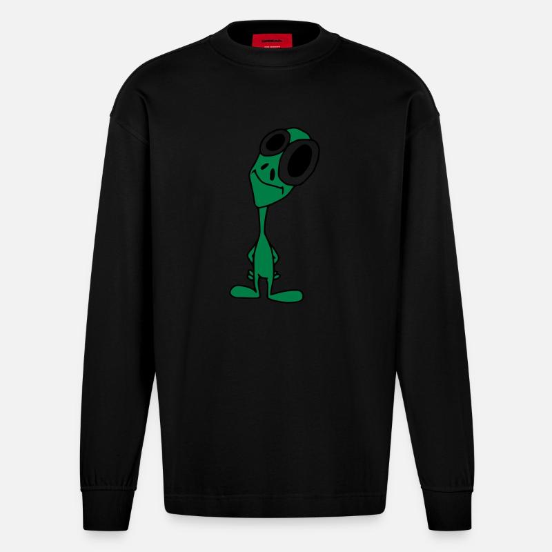 Mr. Alien - Heavyweight Oversized Organic Langarmshirt Made in EU - SOLID BLACK