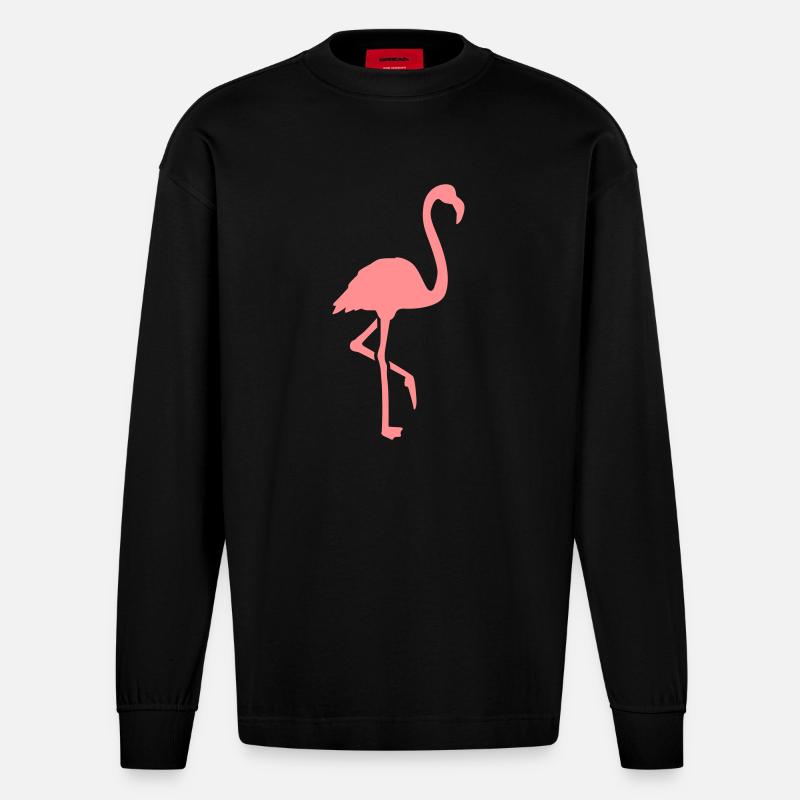 Flamingo - Heavyweight Oversized Organic Langarmshirt Made in EU - SOLID BLACK
