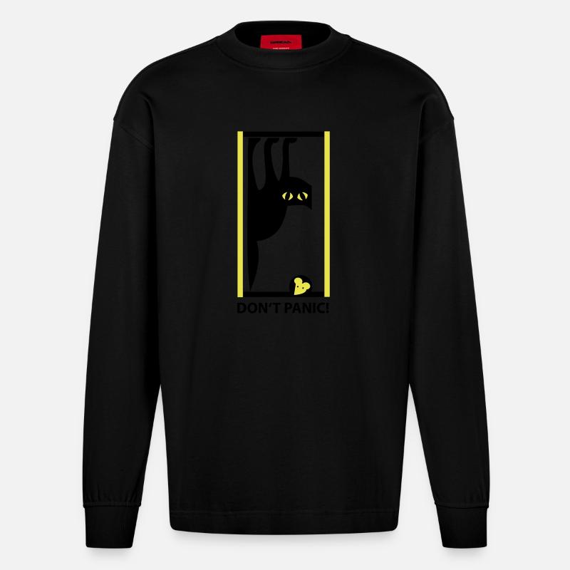 DON'T PANIC - Heavyweight Oversized Organic Langarmshirt Made in EU - SOLID BLACK