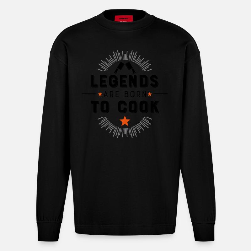 Kochen - Heavyweight Oversized Organic Langarmshirt Made in EU - SOLID BLACK