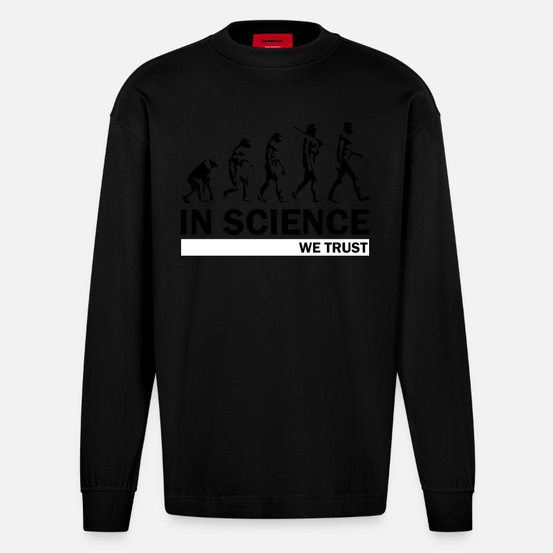 Science Evolution - Heavyweight Oversized Organic Longsleeve Shirt Made in EU - SOLID BLACK