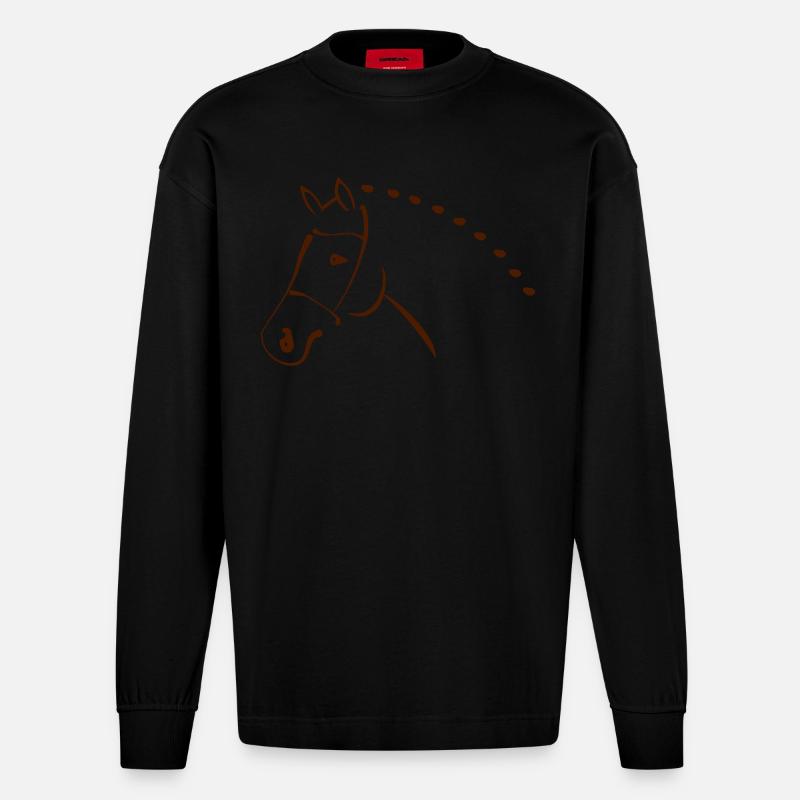 Cheval - Manches longues bio épais oversize fabriqué en UE - SOLID BLACK