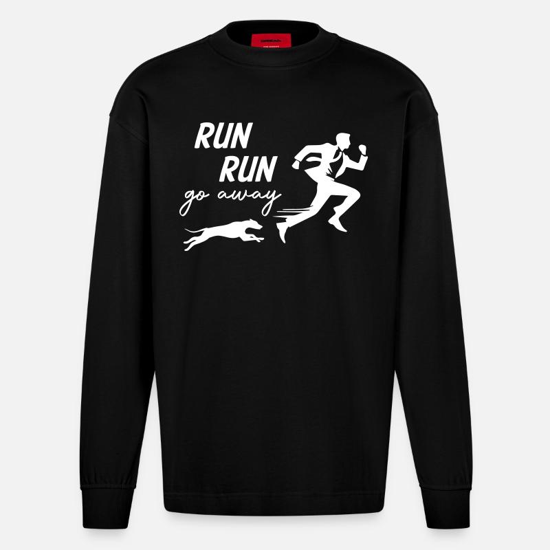 Run Away From Dog - Heavyweight Oversized Organic Langarmshirt Made in EU - SOLID BLACK